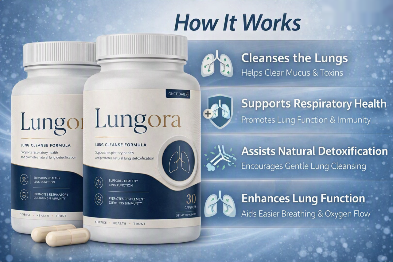 How Lungora works — cleanses the lungs, supports respiratory health, assists natural detoxification, enhances lung function